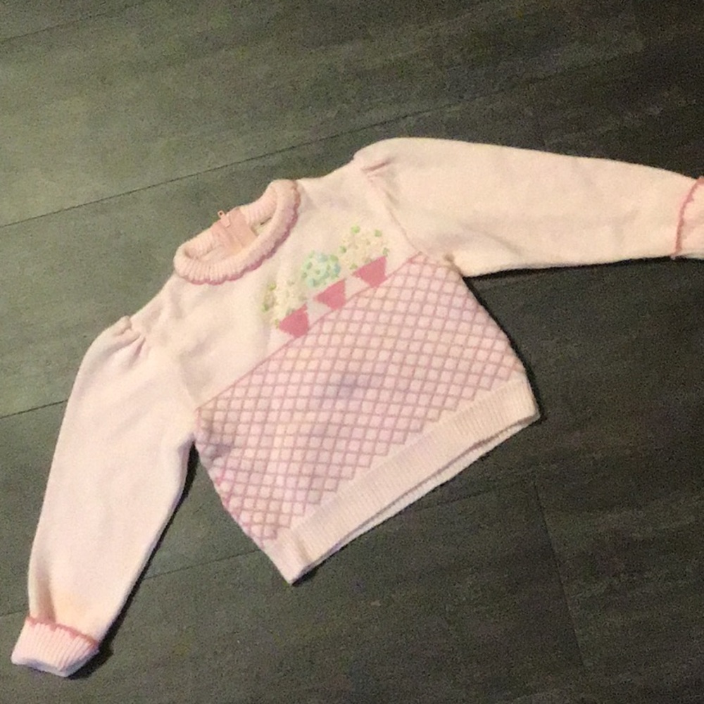 12-18 vintage knit sweater flowers